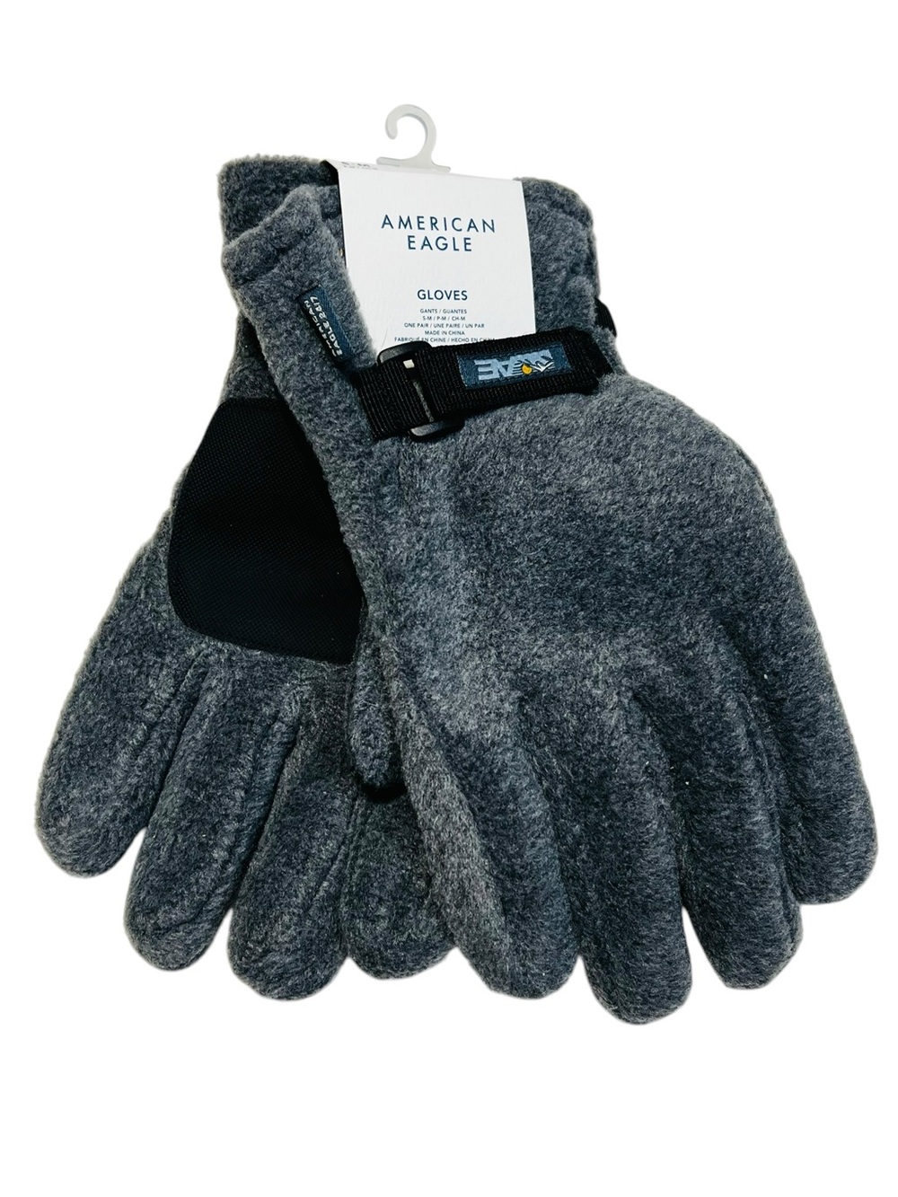 American Eagle Outfitters Gray Men's Fleece Gloves with Adjustable Strap S-M